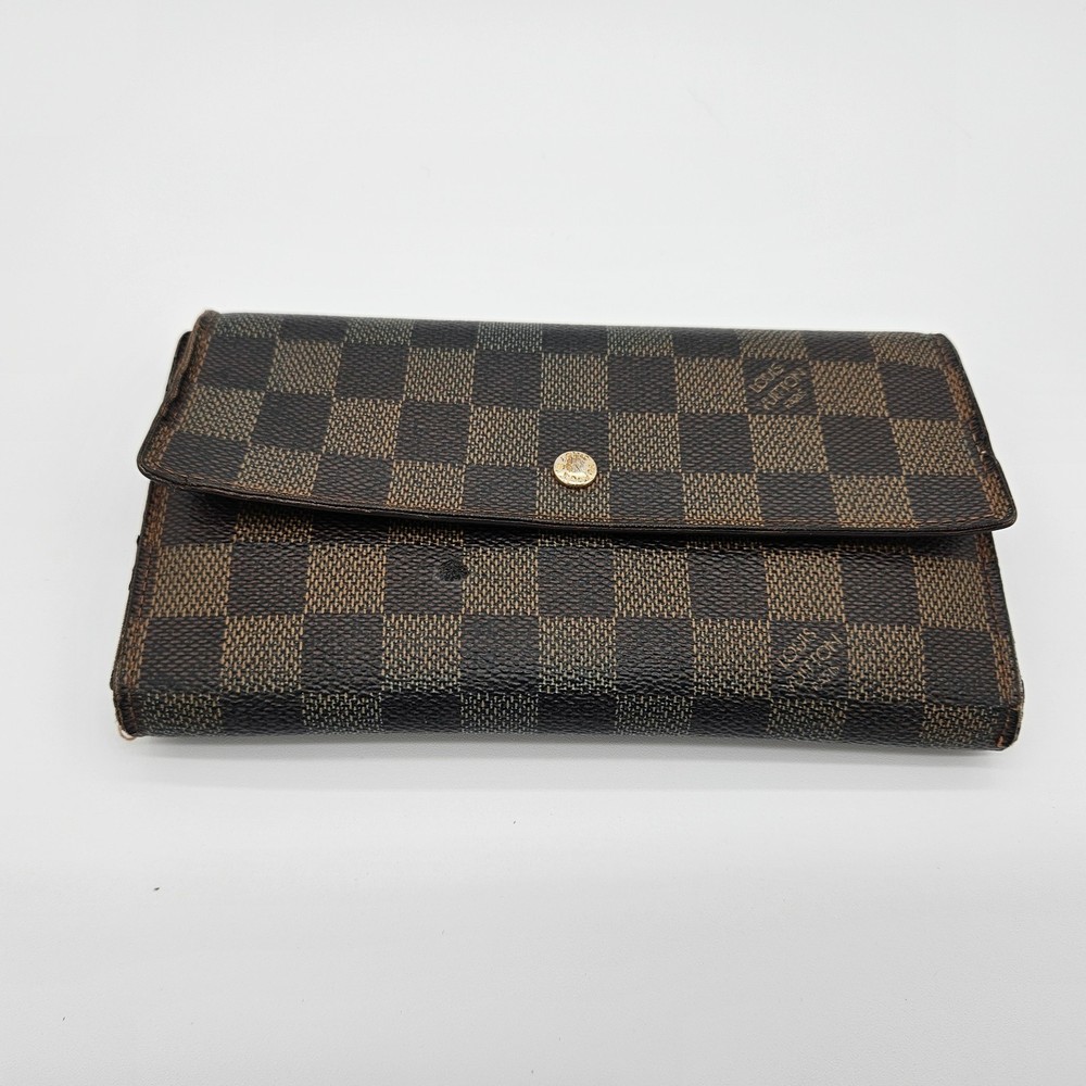 💯Authentic Louis Vuitton Monogram Damier Ebene Sarah Wallet